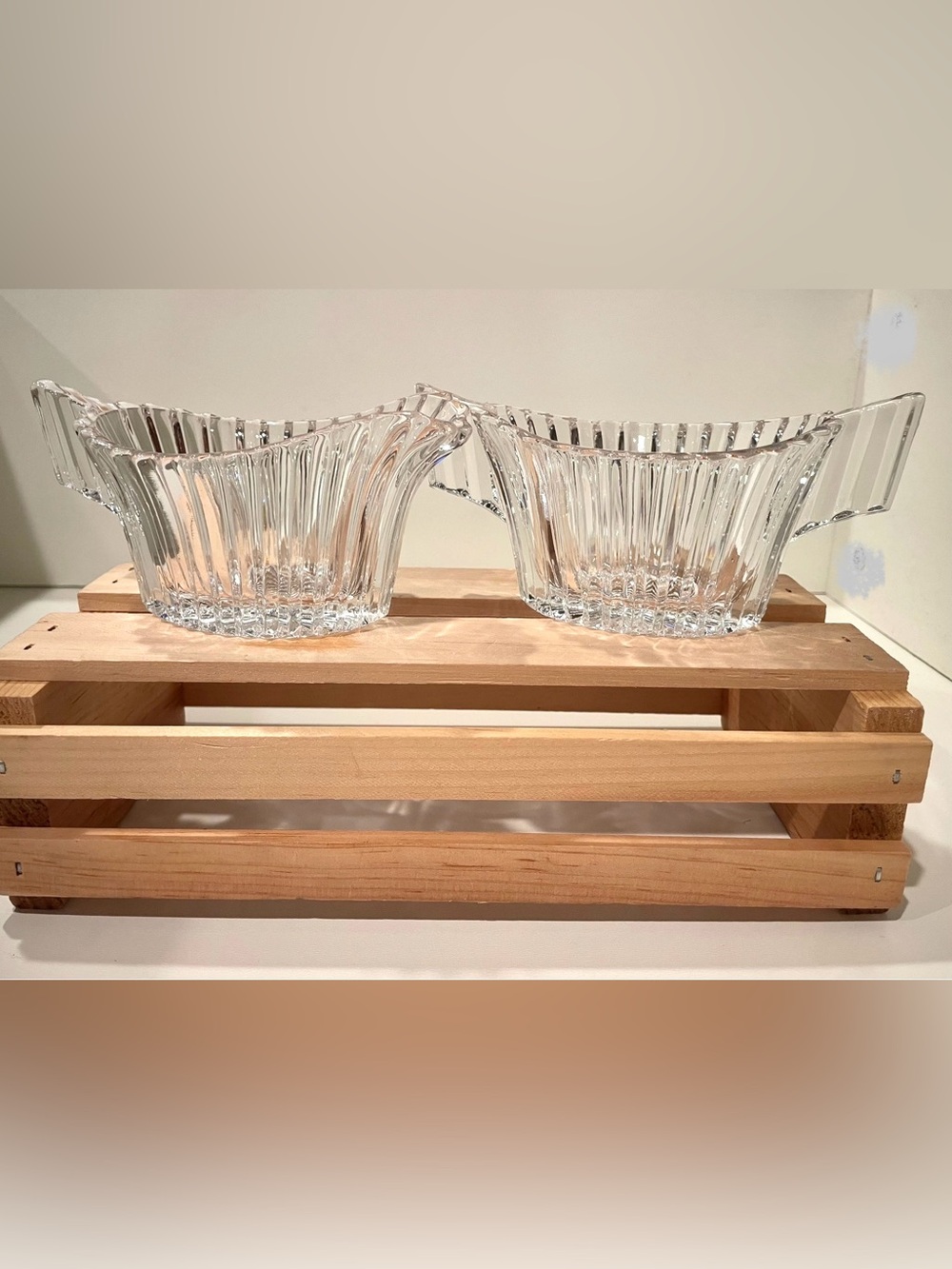 🥳BOGO! Heisey “Ridgeleigh” Collection Open Creamer & Sugar Set | Ribbed Glass